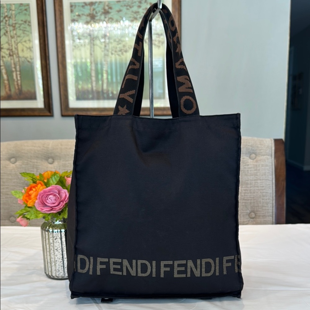 Authentic Fendi Black Tote Bag with Iconic Branding
